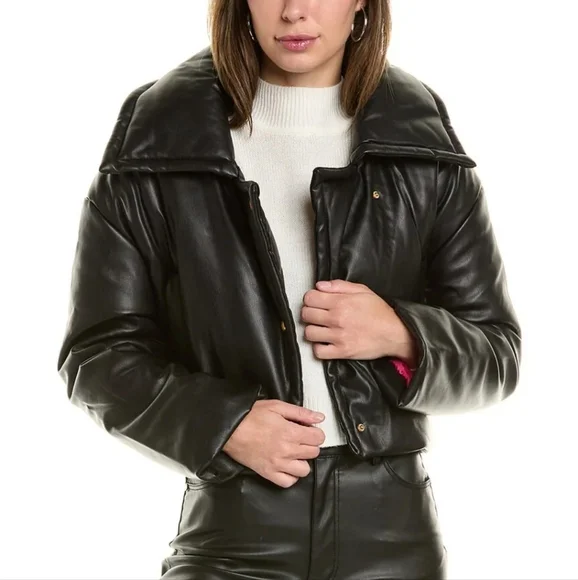 REBECCA MINKOFF Cropped Padded Moto Jacket Size M - Picture 1 of 8